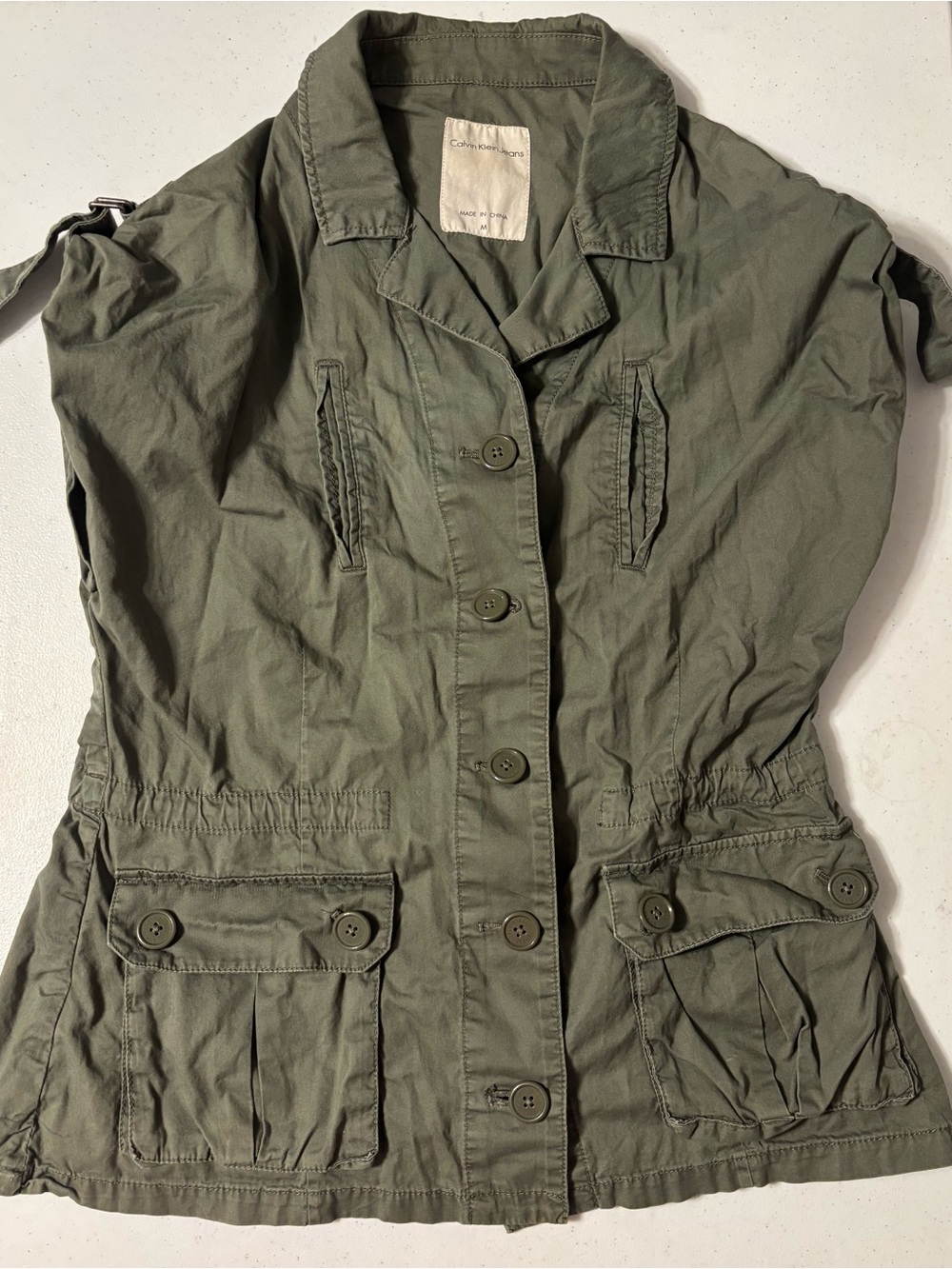 Calvin Klein Jeans Olive Utility Button-Front Jacket